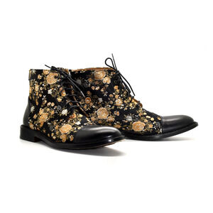 D0 Auth TAFT The Jack Eden Blk/Gold Floral Jacquard & Leather Cap Toe Boot Sz 46